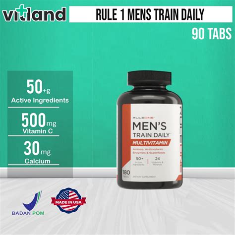 Jual Rule 1 Men's Train Daily Multivitamin Mineral 90 Tablet | Shopee ...