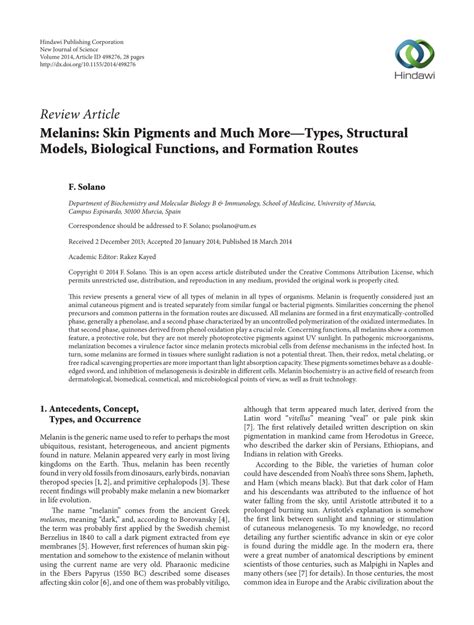 (PDF) Melanins: Skin Pigments and Much More—Types, Structural Models ...