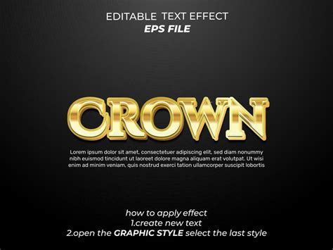 crown text effect, typography, 3d text. vector template 25695312 Vector ...