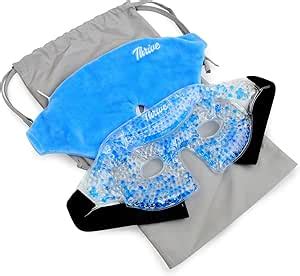 Amazon Thrive Ice Pack Gel Eye Mask Hot Cold Therapy Blue 1 Count Contoured Reusable
