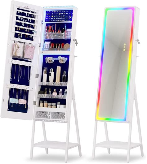 Amazon FREDEES RGB LED Lights Jewelry Cabinet Free Standing