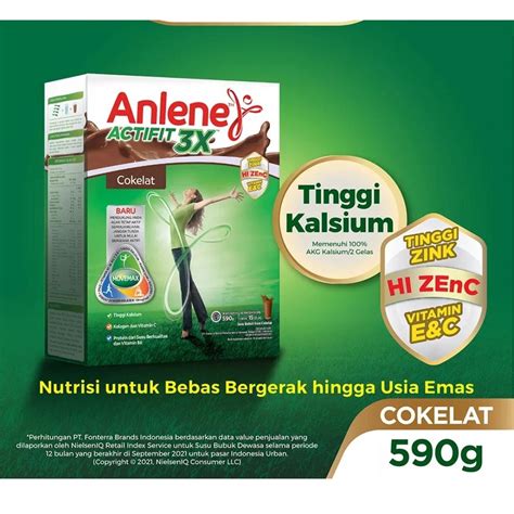 Jual Anlene Actifit 3X Susu Bubuk Cokelat 590gr EXP LAMA 2024