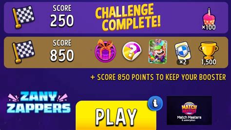 Zany Zappers Solo Challenge Score Rally Score Match Masters Solo