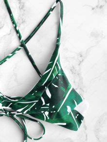 ZAFUL Palm Leaf Criss Cross Bikini Set In MEDIUM SEA GREEN ZAFUL 2024