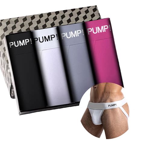 PUMP 4pcs Kit Cintura Baixa Gay Sexy Homens Cueca Jockstrap Calcinha