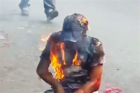 Sickening Footage Shows Suspected Thief Being Burnt Alive By Angry Mob