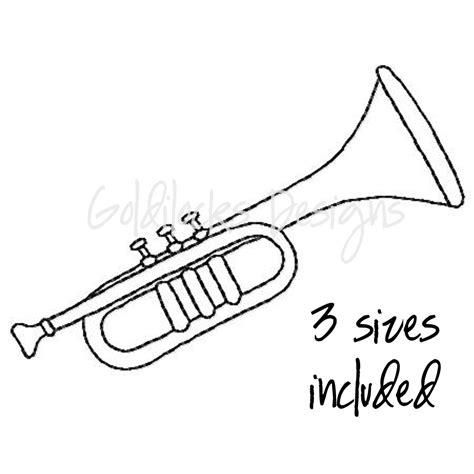 Trumpet Outline Embroidery Design 3 Sizes Included 2 | Etsy