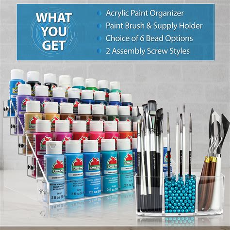 Acrylic Paint Organizer And Storage Set 5 Bead Color Options Made With