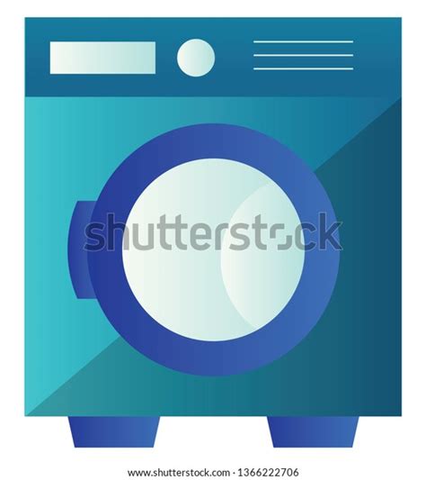 Minimalistic Blue Washing Machine Vector Illustration Stock Vector