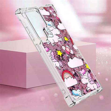 Coque Samsung Galaxy S Ultra G Paillettes Licornes Dans Les Nuages