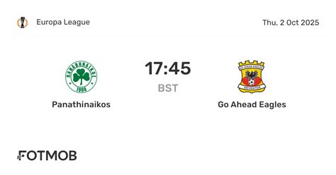 Estatísticas De Panathinaikos X Go Ahead Eagles - Panathinaikos vs Go Ahead Eagles - live score, predicted lineups and ...