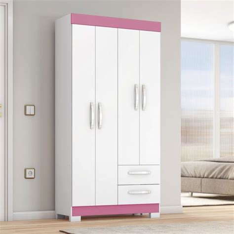 TUPI S A ROPERO 4 PUERTAS 2 CAJONES NT6010 BLANCO BLANCO ROSA