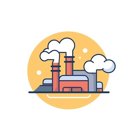 Premium Vector Vector Flat Icon Of A Industrial Factory Emitting Smoke