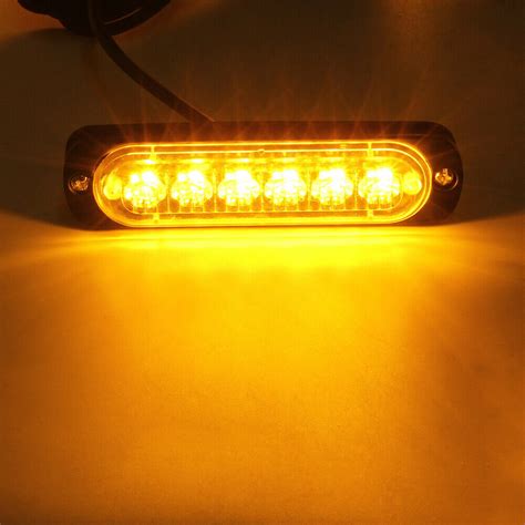 4x 6 LED 12 24V Amber Recovery Strobe Marker Light Flashing Light Bar