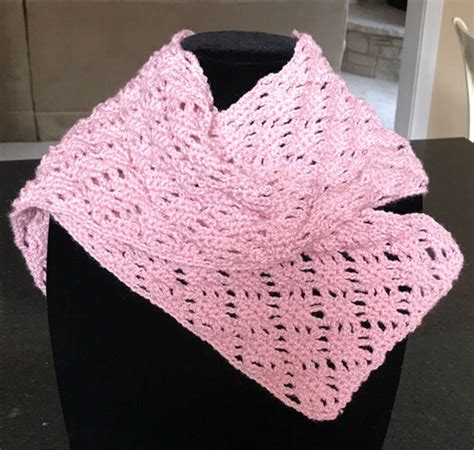 Pink Crochet Scarf With Flecks Of Pearly Silver Lacy Diamond Stitch Design Woman S Teen S