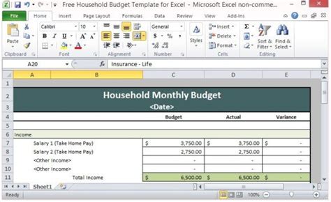 Free Household Budget Template For Excel