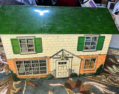 Vintage Marx Tin Metal Dollhouse Colonial Two Story 1950s 50s Mid