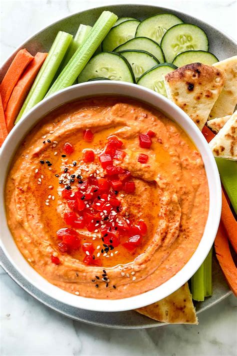 Roasted Red Pepper Hummus | foodiecrush.com