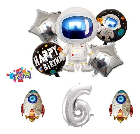 Balão Metalizado Estrela Foguete Astronauta Kit 8 Oferta