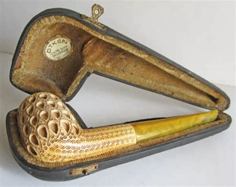 PIPE GRAVÉE ÖTKEN Anciennne en écume de mer avec son étui EUR 29 99