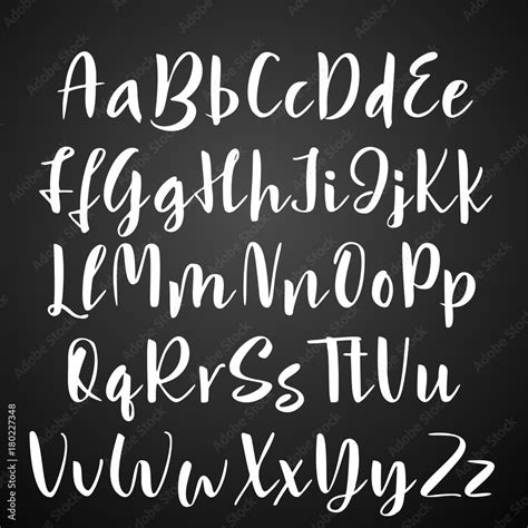 Handwritten Calligraphy Font Vector Alphabet Hand Drawn Letters Stock