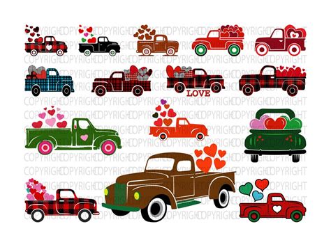 Valentine Red Truck Svg Valentine Vintage Truck Svg Etsy