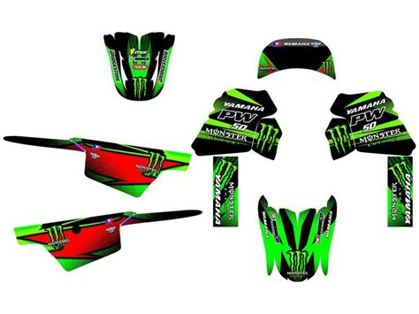 Kit déco Yamaha PIWI 50 PW Monster Vert Kitdeco moto fr