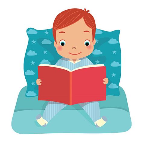 child bed reading illustrations royalty  vector graphics