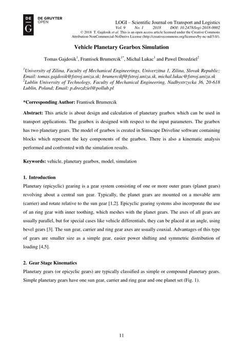 (PDF) Vehicle Planetary Gearbox Simulation