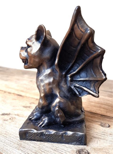 Bronze Gargoyle Statue Engraved Notre Dame Garden Statue Etsy