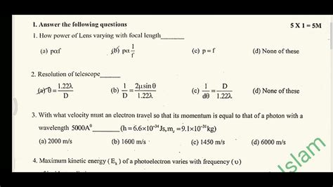 2nd Puc Physics Unit Test 2 Question Paper Important Questions Fix