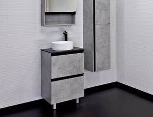 Мебель COMFORTY Тумба-умывальник "Эдинбург-60-Н" бетон светлый с черной ...