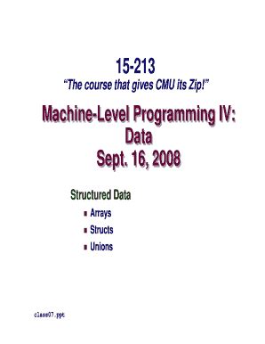 Fillable Online Cs Cmu Machine Level Programming Iv Data Sept Cs Cmu