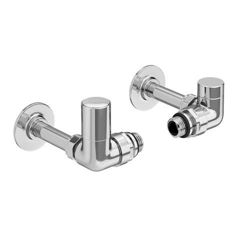 Arezzo Chrome Round Corner Angled Radiator Valve With Pipe Kit