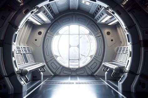 Premium AI Image | 3d Realistic Spaceship Interior Background