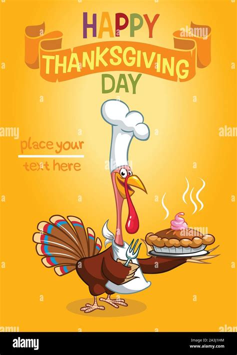 Thanksgiving turkey serving pumpkin pie. Vector cartoon Stock Vector Image & Art - Alamy