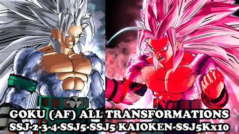 Goku AF All 7 Transformations SSJ 2 3 4 5 SSJ5 Kaioken SSJ5Kx10