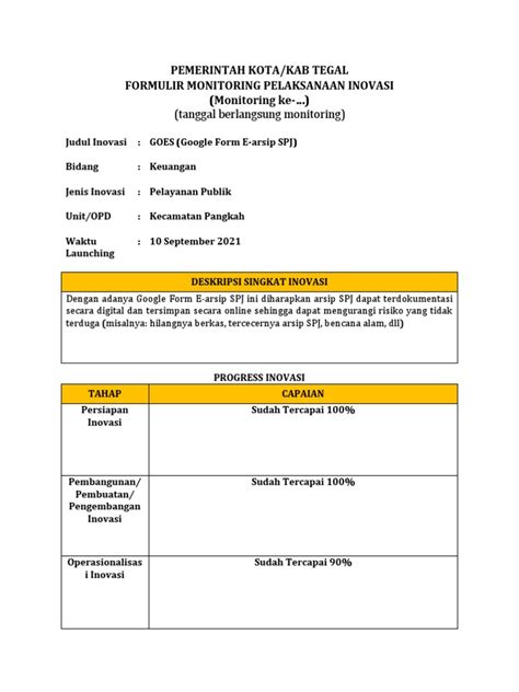 Formulir Monitoring Goes Pdf