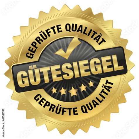 Gütesiegel geprüfte Qualität Goldvignette Stock Vektorgrafik