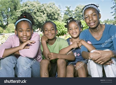 Portrait Of African Brothers And Sisters Outdoors Stock Photo 101058856