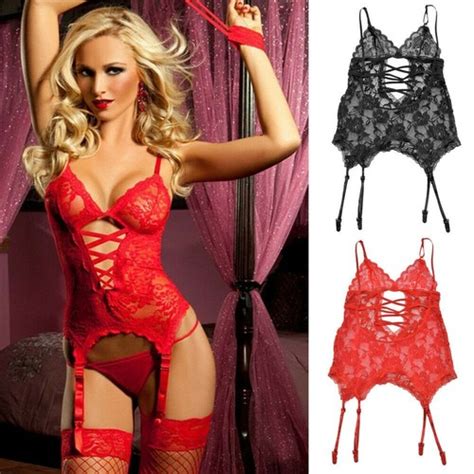 Women Lingerie Fishnet Crotchless Body Stocking Bodysuit Sexy Babydoll Underwear Ebay