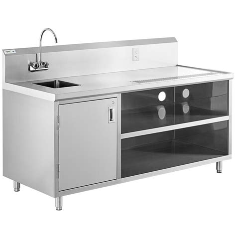 Regency X Gauge Stainless Steel Beverage Table With Left Sink