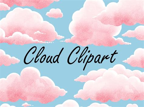 Cloud Watercolor Clipart Pink Clouds Pastel Clouds Instant Download