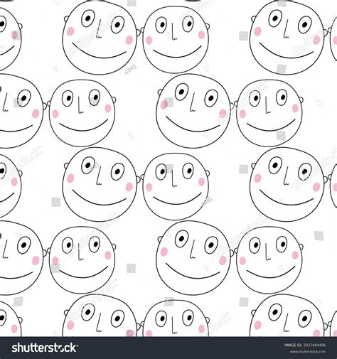 Cute Doodle Cartoon Face Pattern Background Stock Vector (Royalty Free ...