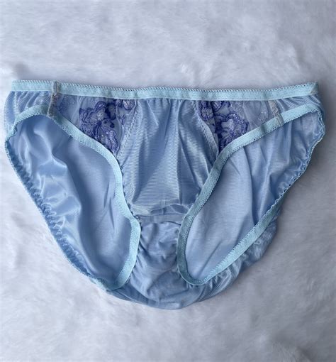 Slippery Blue Nylon Panty Vintage Silky Sissy Bikini Lace Briefs Sz Hip Ebay