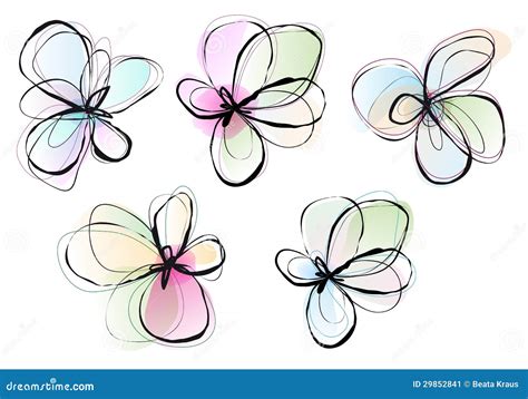 Flores Abstractas Sistema Del Vector Ilustración del Vector