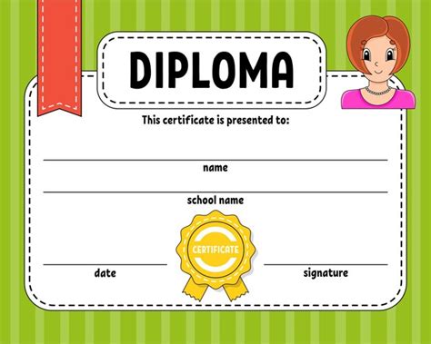 Modelo De Certificado De Diploma Para La Escuela Y El Preescolar Para