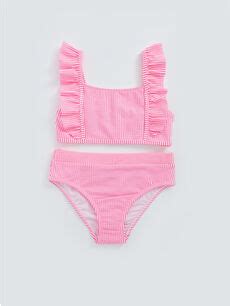 Pembe Çizgili Hızlı Kuruyan Çizgili Kız Çocuk Bikini S CE Z LHK LCW