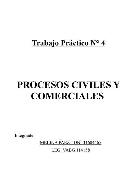 Tp Proc Civiles Y Tp Trabajo Pr Ctico N Procesos Civiles