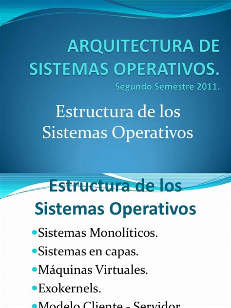 Estructura De Los Sistemas Operativos Arquitectura De Sistemas Operativos Pdf Kernel